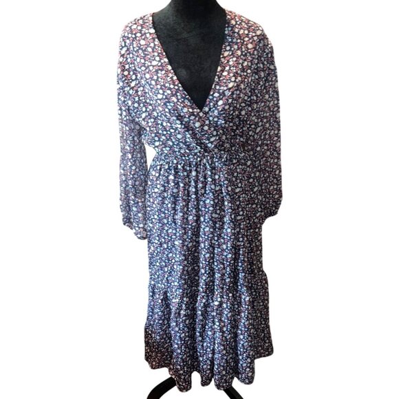 Madewell Tie-Waist Midi Dress in Harvest Vine Floral Wrap Dress S  NWT runs larg - Picture 1 of 11